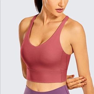 CRZ YOGA Women's T-Back V Neck Longline Sports Bra